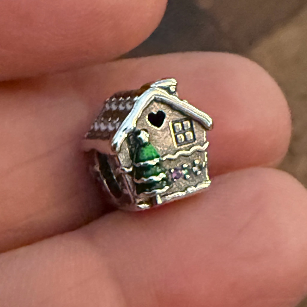 Charming Silver And Green Holiday House Charm 31$